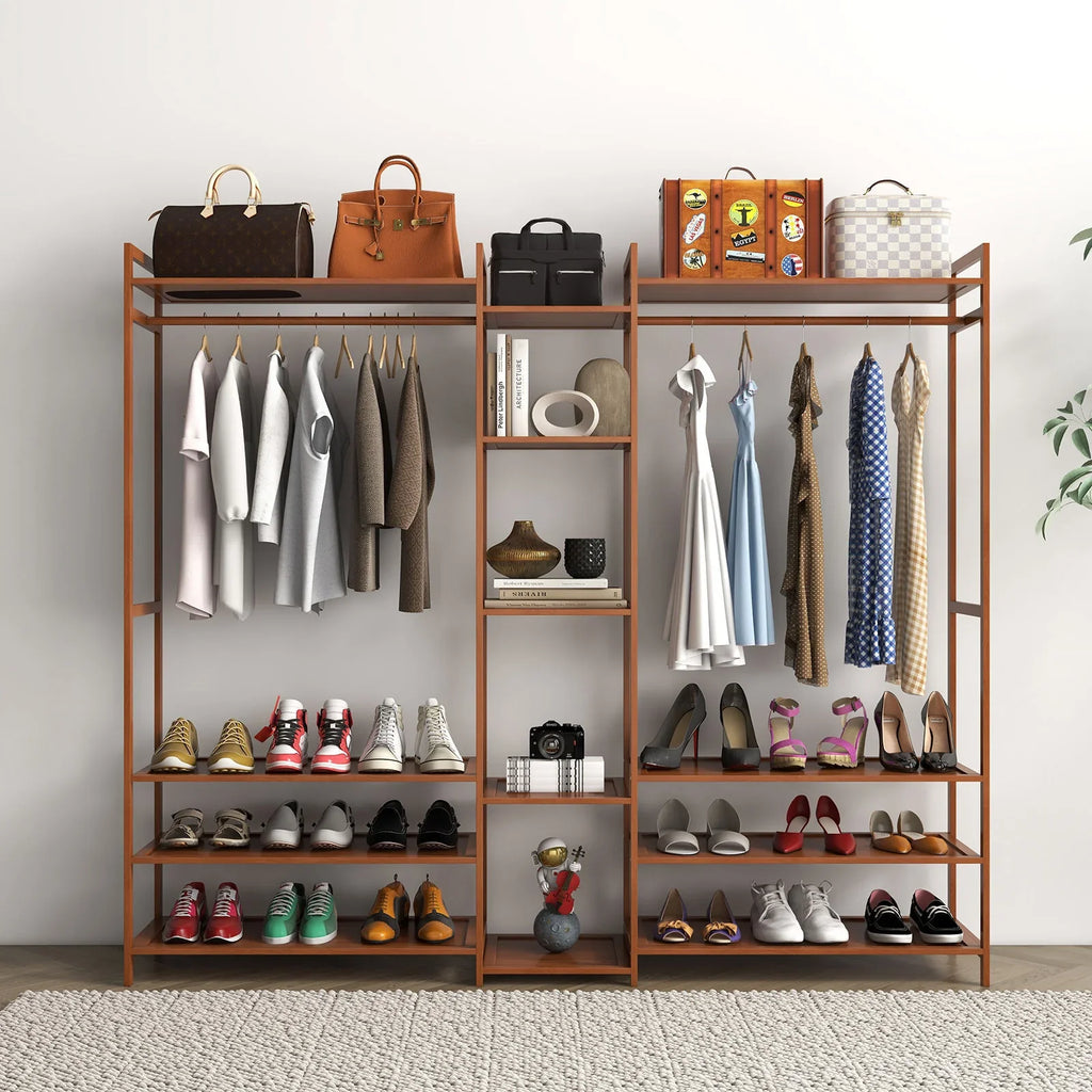 Milano Decor Multifunctional Bamboo Clothes Wardrobe Storage Stand Organiser