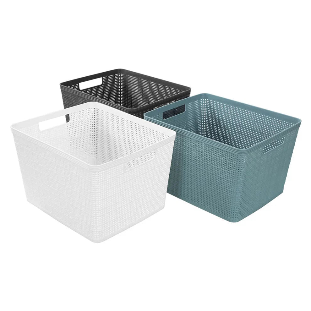 Boxsweden IVY WEAVE BASKET /STORAGE ORGANISER 3PC ASSORTED COLOUR