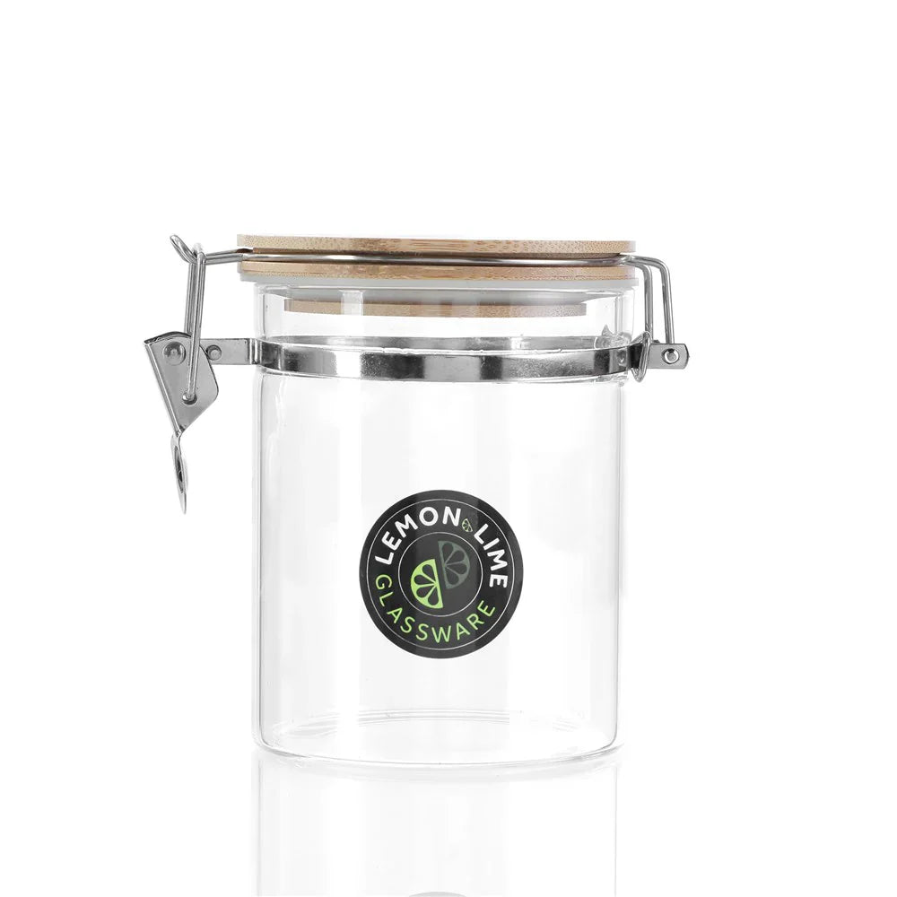 Lemon & Lime 800ML CAMDEN GLASS CLIP JAR BAMBOO LID 4PCS