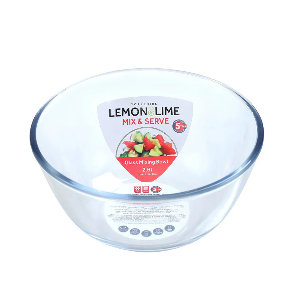 Lemon & Lime 2.6L YORKSHIRE GLASS MIXING BOWL - 22.5X22.5X11CM